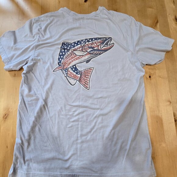 Eddie Bauer Shirt Mens Medium American Fish Graphic Short Sleeve Trout - Picture 1 of 8